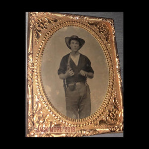 Amazing (4x) Armed Civil War Soldier Swinging Knife! 1/6 Tintype - Neff's Patent