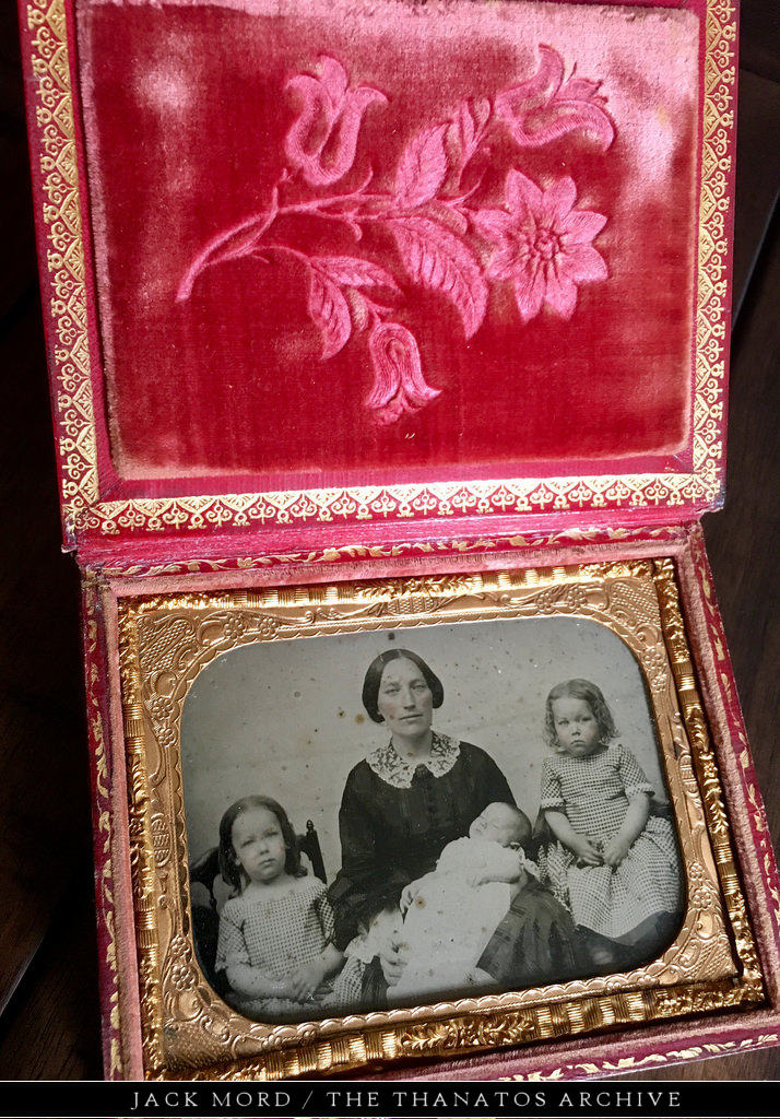 Evocative 1/4 Post Mortem Ambrotype - Beautiful Red Leather Book Style Case