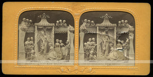 RARE 1860s Devil & Skeletons Photo / Tissue Stereoview ~ The Maiden & Satan