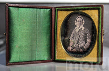 Load image into Gallery viewer, Early 1840s Daguerreotype Photo Woman w Tinted Flowers, Full Case, Original Seal
