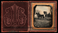 Load image into Gallery viewer, Rare 1850s Daguerreotype Horse Wagon California Blacksmith? Outdoor Street View
