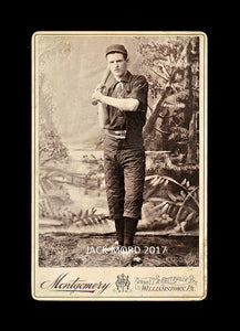 Antique Cabinet Photo Pennsylvania Baseball Player in Full Uniform Holding Bat