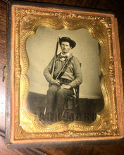 Load image into Gallery viewer, Armed Confederate Soldier Possibly Texas - Excellent 1/6 Ruby Ambrotype
