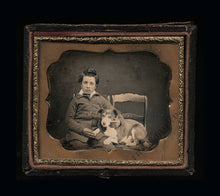 Load image into Gallery viewer, Antique 1850s Daguerreotype Photo New Hampshire Boy &amp; His Dog BOTH ID&#39;d / Sealed
