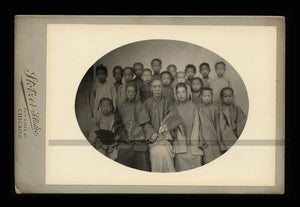 very rare antique photograph chinese teacher & students or troupe from china?