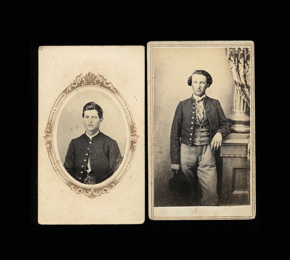2 Civil War Soldiers ~ 1860s CDV Photos ~ Very Likely Lehew Brothers of Ohio