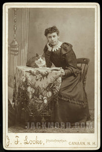 Cabinet Photo Teen Girl and Cat "Hallie & Miss Agnes" ~ Photographer's Daughter?