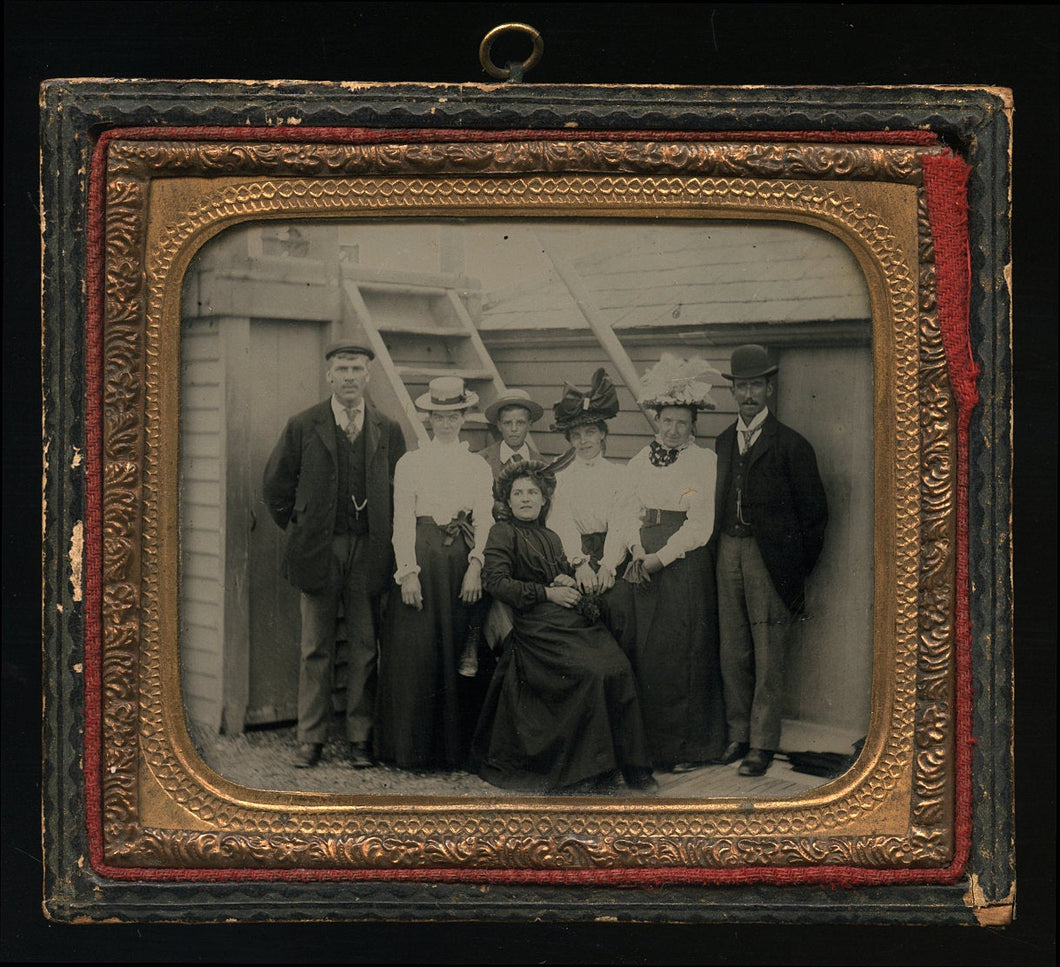 Wonderful Outdoor Group Shot ~ 1/6 Ambrotype Photo