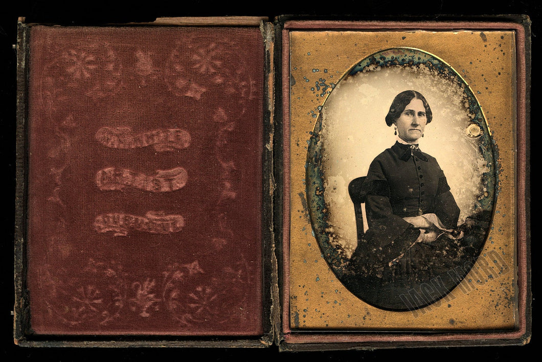 1840s 1850s 1/4 Daguerreotype Photo Rare Dubuque Iowa Studio / Photographer