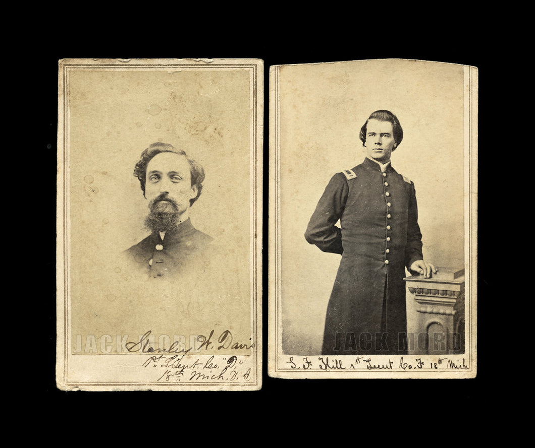 2 CDV Photos ID'd Civil War Soldiers 18th Michigan Infantry - Both POW & WIA
