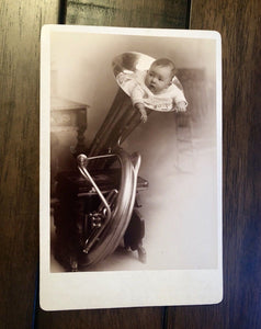 Really Weird & Unique Cabinet Card Photo - Baby Stuffed In Tuba!