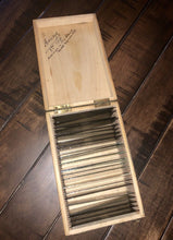 Load image into Gallery viewer, 25 Antique Stereoscopic Glass Slide Negatives Dated 1917 in Art Deco Storage Box
