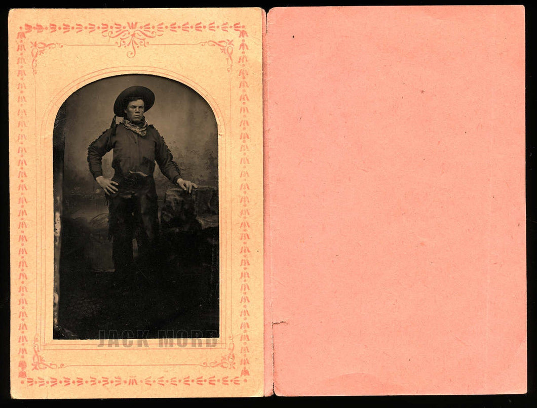 Antique Tintype Photo Armed Colorado Cowboy - African American Photographer