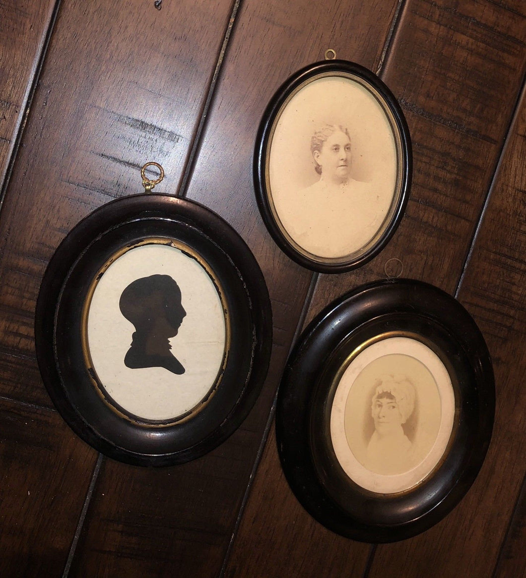 3 Antique Framed Portraits inc Silhouette - Ritter / French Family Pennsylvania