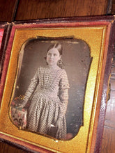 Load image into Gallery viewer, Daguerreotype Of Little Girl Holding Book - Tinted Flowers &amp; Tablecloth _ Sealed
