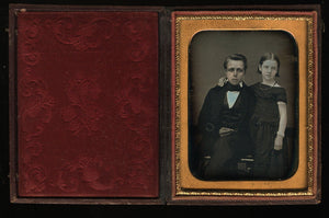 1/4 Daguerreotype Affectionate Siblings James & Freckle Faced Emma / Boy  Girl