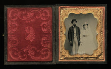 Load image into Gallery viewer, Civil War Era Bride &amp; Groom on Wedding Day, 1/6 Tintype, 1860s
