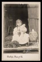 Load image into Gallery viewer, Wonderful Antique Photo, Little Girl Holding Cat, Sleeping Dog, Doll in Stroller
