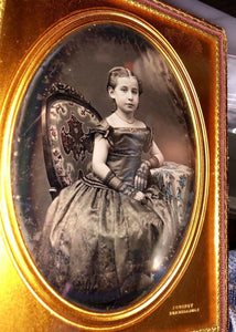 Beautiful tinted HALF PLATE daguerreotype by Jeremiah Gurney - Little Girl