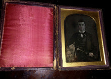 Load image into Gallery viewer, Rare 1840s 1/4 Daguerreotype Musician Holding Flute &amp; Sword ? - Possibly Texas
