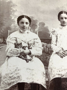 Antique Photo Oregon Sisters Holding Cats Kittens Doll - Photographer Negative 1