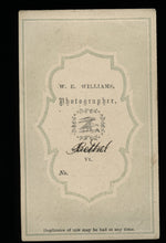 Load image into Gallery viewer, Great 1860s CDV Photo - Terrier Dog Posed Alone - Window Light on Studio Floor - Bethel Vermont

