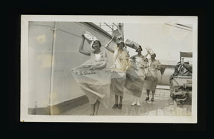 Unusual Humorous Snapshot Photo Women in Steamship Costumes Circa 1910