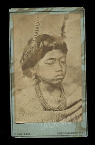 RARE Antique 1800s Photo Maori Child New Zealand Photographer De Maus