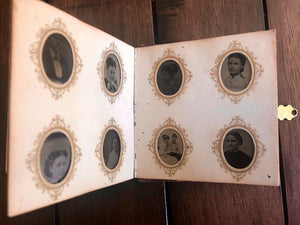 Miniature Antique 19th Century Tintype Album & 96 Original Photos / 1860s 1870s