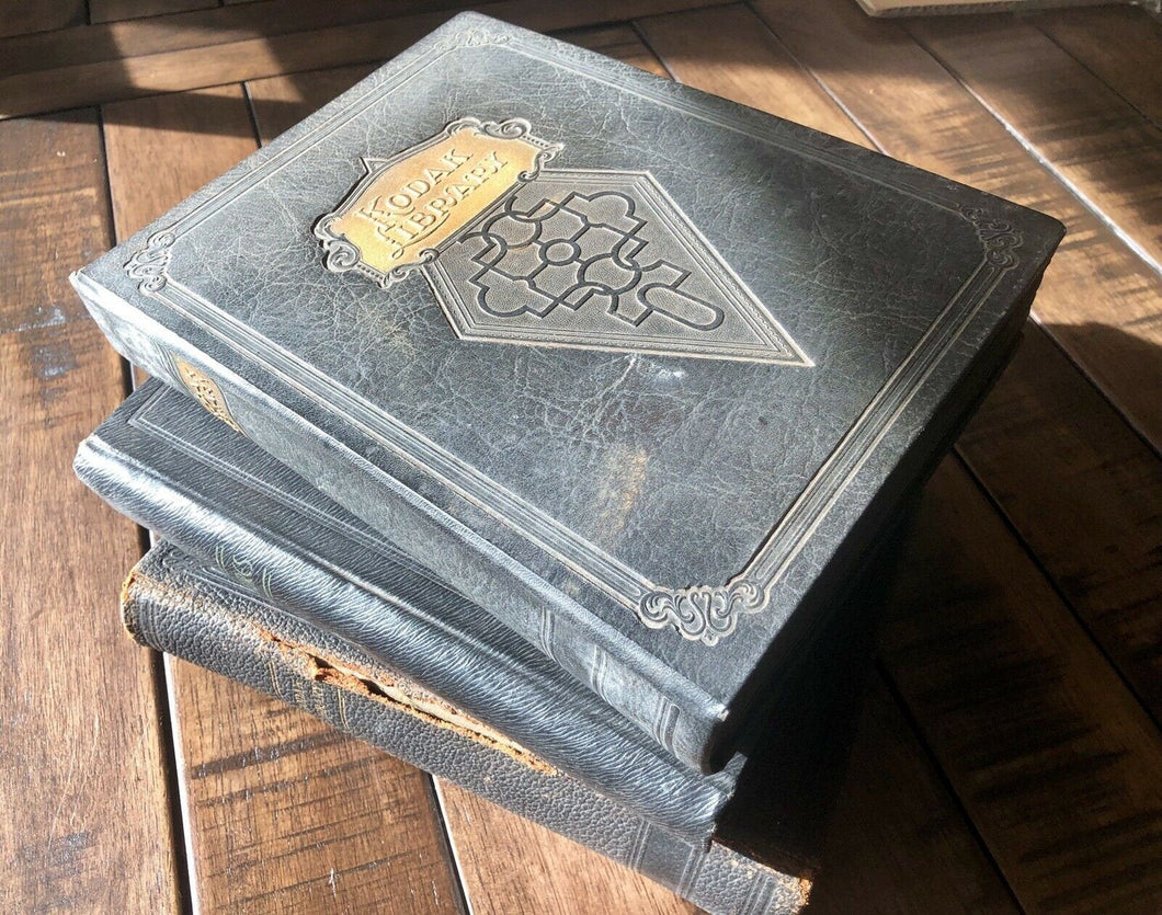 3 quality antique or vintage snapshot albums with 451 photos & postcards