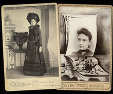 Load image into Gallery viewer, 1800s Photos ID&#39;d Nebraska Lady incl Merchants&#39; Carnival Banner Sign Advertising
