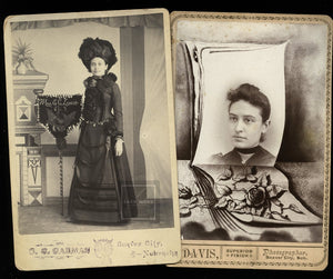 1800s Photos ID'd Nebraska Lady incl Merchants' Carnival Banner Sign Advertising