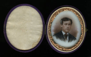 1860s Tinted Opalotype Young Man Velvet Case Probably Philadelphia Photographer  jack_mord (4571