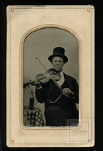 Load image into Gallery viewer, ID&#39;d Musician CLEVELAND OHIO Litteer Antique Tintype Photo Violin Fiddle Player
