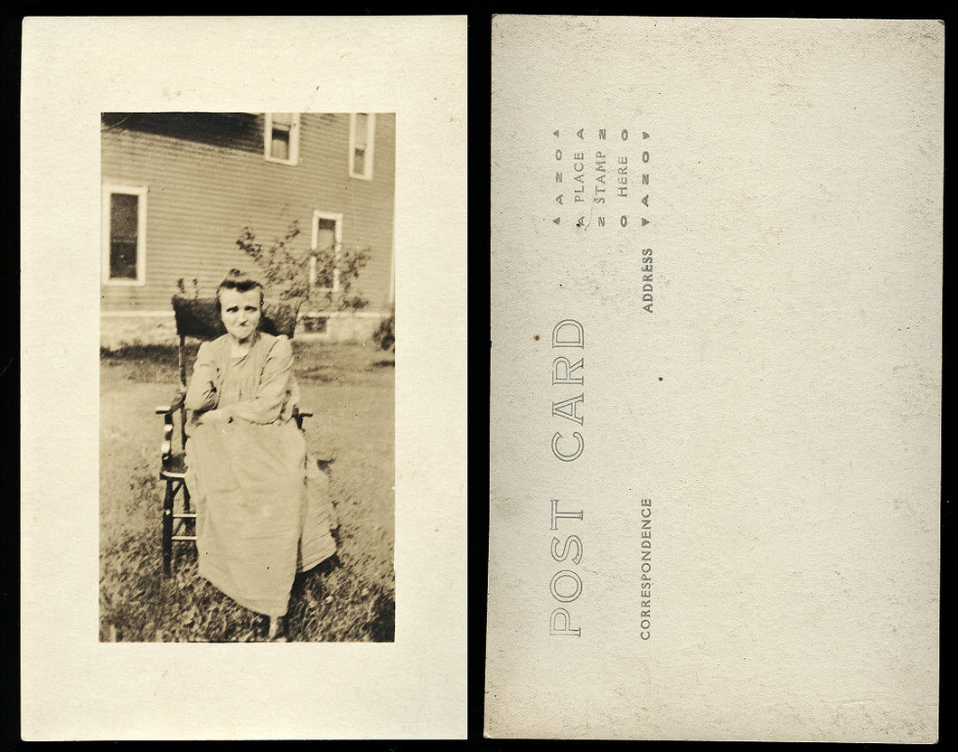 Vintage Postcard RPPC Photo - Disabled Woman in Chair