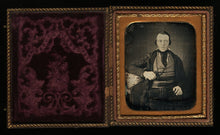 Load image into Gallery viewer, 1/6 1850s Daguerreotype Man with Unusual Folk Art Military or Political Banner?
