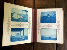 Load image into Gallery viewer, Wonderful Miniature BLUE CYANOTYPE Photo Album 1890s 1900s Train Bicycles Boxing Zoo
