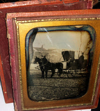 Load image into Gallery viewer, Rare 1850s Daguerreotype Horse Wagon California Blacksmith? Outdoor Street View
