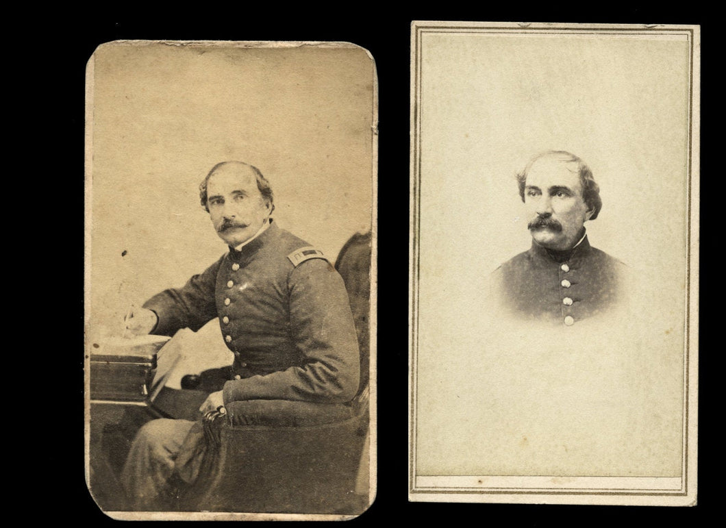 TWO 1860s CDVs of Civil War Soldier / Captain LIKELY by Minnesota Photographer