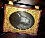 Quarter Plate Post Mortem Daguerreotype of Man in Partial Mourning Case
