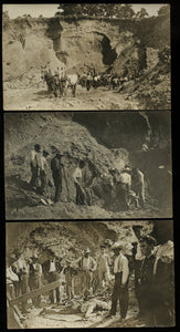 Series of Three Mining or Caving Accident Photos / RPPC / Postcards