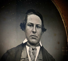 Load image into Gallery viewer, rare 1/6 daguerreotype man wearing GOLD EARRINGS whaling ship captain or sailor

