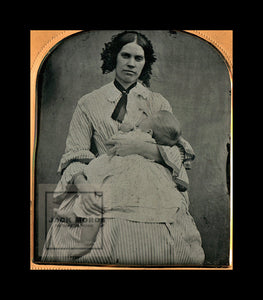super rare breastfeeding / nursing mother - antique 1850s ambrotype photograph