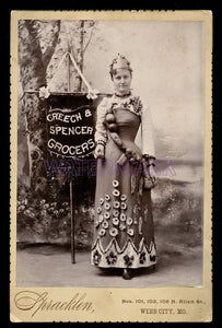 Rare Missouri Banner Lady with Decorated Dress / Webb City Missouri