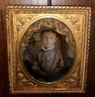 1/6 Daguerreotype Little Boy with Real Hair 1800s Memento Mori Hair Art Mourning