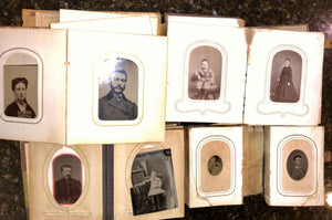 FOUR civil war & later albums 104 total antique photos tintypes cdvs (SA5)