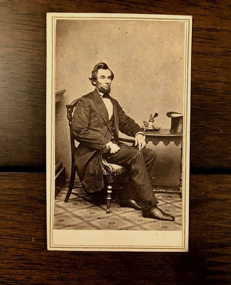 Rare Brady Abraham LINCOLN INKWELL CDV PHOTO + Civil War Tax Stamp & SF Imprint!