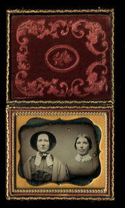 1/6 Daguerreotype Sad Sisters or Friends Bonnet & Wrap Brooch - Sealed and Cased