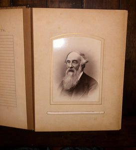 Antique leather album Nice Cabinet Cards CDV civil war tax stamps