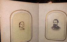 Load image into Gallery viewer, Antique leather 1860s album with old 1800s photos, Civil War tax stamps
